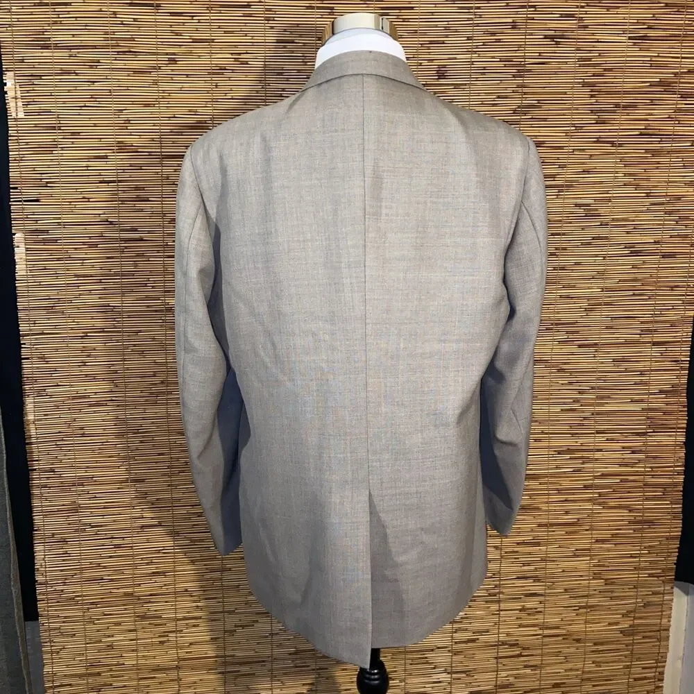 Classic Blazer Beige Gold Buttons Suit Jacket Men’s 44 Sport Coat Made In USA